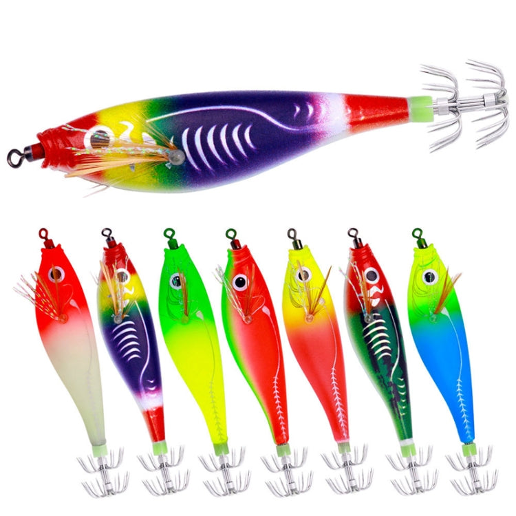 7colors /Set HENGJIA SJ051 Luminous Wooden Shrimp Dummy Bait Squid Hook Hard Bait, 9.5cm 10g