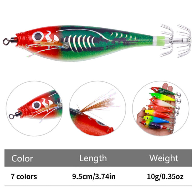 7colors /Set HENGJIA SJ051 Luminous Wooden Shrimp Dummy Bait Squid Hook Hard Bait, 9.5cm 10g