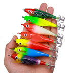 7colors /Set HENGJIA SJ051 Luminous Wooden Shrimp Dummy Bait Squid Hook Hard Bait, 9.5cm 10g