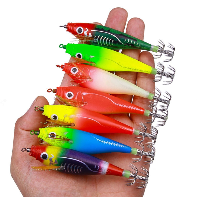 7colors /Set HENGJIA SJ051 Luminous Wooden Shrimp Dummy Bait Squid Hook Hard Bait, 9.5cm 10g