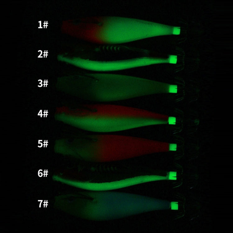 7colors /Set HENGJIA SJ051 Luminous Wooden Shrimp Dummy Bait Squid Hook Hard Bait, 9.5cm 10g