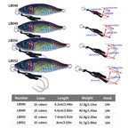 10colors /Set HENGJIA Iron Plate Lead Fish Dummy Bait Slow Cranking Sea Fishing Lures, 30g, 40g, 60g, 80g