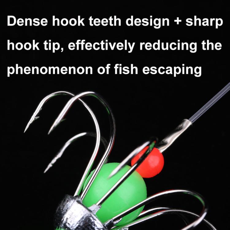 56cm Total Length Night Fishing Fluorescent 8-Claw Fishing Hook Squid String Hook Set, Bagged, Boxed