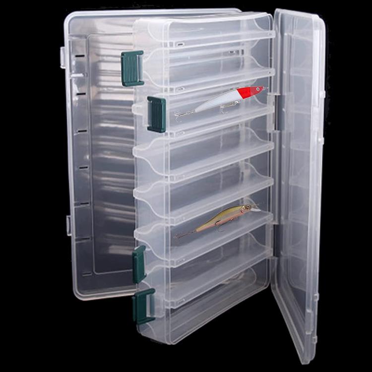 Large Capacity Double Layer Lure Storage Box Fish Hook String Hook Tool Box, 10-grids, 14-grids