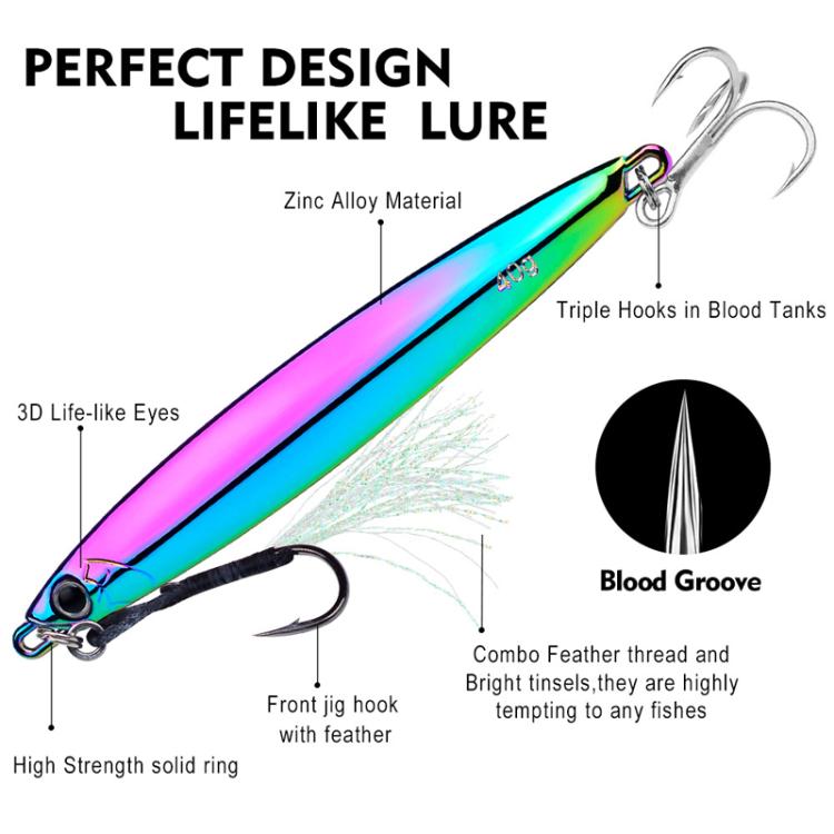 PROBEROS LF144 Zinc Alloy Lure Long-Distance Casting Fast-Draw Spanish Mackerel Mirror Bait, 10g, 15g, 20g, 30g, 40g, 60g, 80g