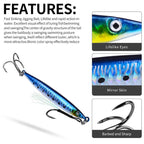 PROBEROS LF151 Long-Distance Casting Sinking Lure 3D Fast-Draw Sea Fishing Mackerel Hook, 14G, 17G, 21G, 28G, 35G, 45G