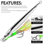PROBEROS LF169  Vertical Jigging Lure with Double Assist Hooks Saltwater Metal Jig with Feathers Shining Mackerel Sinking Bait, 180g, 200g, 230g, 250g, 300g