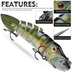 PROBEROS 8 Segment S-Swimming Hard Bait Multi-Jointed Swimbait Fishing Lures with 3D Eyes, Inner Rattle Ball, 13cm/29.4g, 16.7cm/56.7g