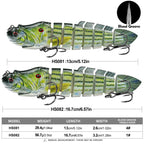 PROBEROS 8 Segment S-Swimming Hard Bait Multi-Jointed Swimbait Fishing Lures with 3D Eyes, Inner Rattle Ball, 13cm/29.4g, 16.7cm/56.7g