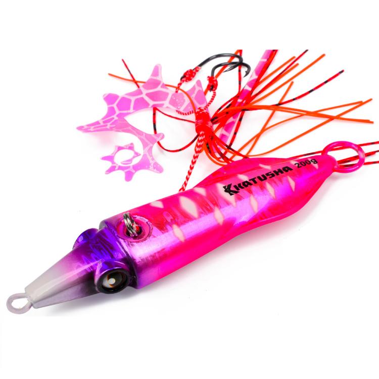 PROBEROS Luminous Squid Jigging Lures Vertical Saltwater Jigs with Silicone Skirt Laser Coating Metal Sinking Fishing Lures, 40G, 60G, 80G, 100G, 120G, 150G, 200G