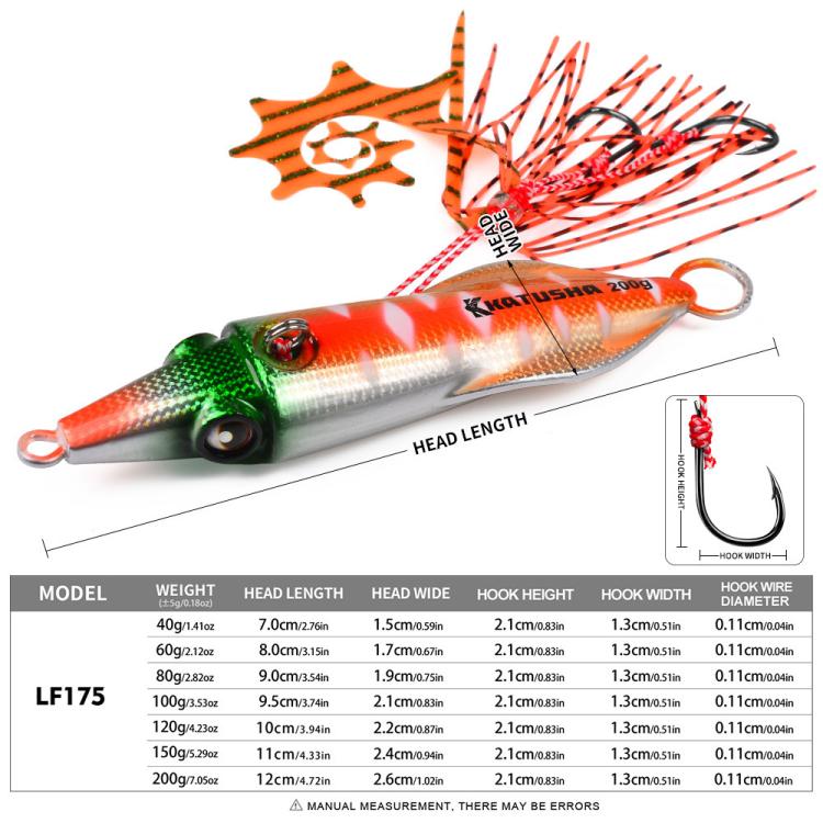 PROBEROS Luminous Squid Jigging Lures Vertical Saltwater Jigs with Silicone Skirt Laser Coating Metal Sinking Fishing Lures, 40G, 60G, 80G, 100G, 120G, 150G, 200G