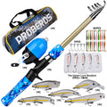 PROBEROS Fishing Rod and Reel Combo 6ft Telescopic Fishing Pole with Spincast Reel Portable Travel Fishing Full Kit with Carrier Bag, CAST Blue, SPIN Blue, CAST Green, SPIN Green