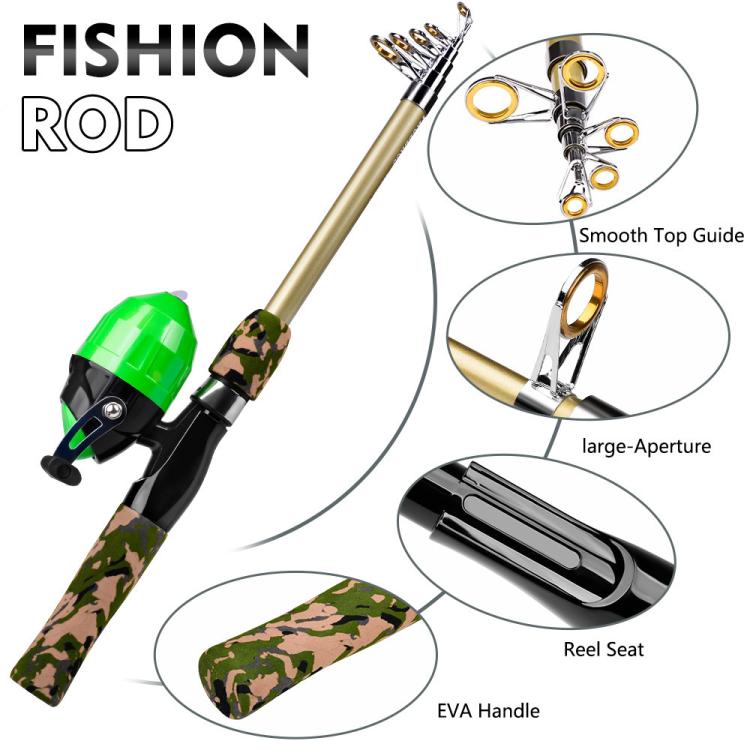 PROBEROS Fishing Rod and Reel Combo 6ft Telescopic Fishing Pole with Spincast Reel Portable Travel Fishing Full Kit with Carrier Bag, CAST Blue, SPIN Blue, CAST Green, SPIN Green