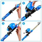 PROBEROS Fishing Rod and Reel Combo 6ft Telescopic Fishing Pole with Spincast Reel Portable Travel Fishing Full Kit with Carrier Bag, CAST Blue, SPIN Blue, CAST Green, SPIN Green