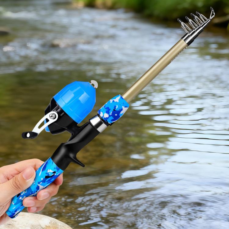 PROBEROS Fishing Rod and Reel Combo 6ft Telescopic Fishing Pole with Spincast Reel Portable Travel Fishing Full Kit with Carrier Bag, CAST Blue, SPIN Blue, CAST Green, SPIN Green