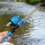 PROBEROS Fishing Rod and Reel Combo 6ft Telescopic Fishing Pole with Spincast Reel Portable Travel Fishing Full Kit with Carrier Bag, CAST Blue, SPIN Blue, CAST Green, SPIN Green