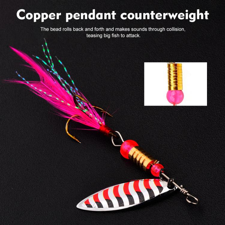 SOMYTE 12pcs /Box Spinnerbait Fishing Lures Set 360-degree Rotating Reflective Sequins lures with Feather & Treble Hooks