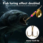 SOMYTE 12pcs /Box Spinnerbait Fishing Lures Set 360-degree Rotating Reflective Sequins lures with Feather & Treble Hooks