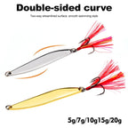 PROBEROS 9pcs /Box Fishing Spoons Lure Set Metal Willow Leaf Spinner Baits with Blood Groove Treble Hooks