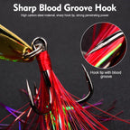 PROBEROS 9pcs /Box Fishing Spoons Lure Set Metal Willow Leaf Spinner Baits with Blood Groove Treble Hooks