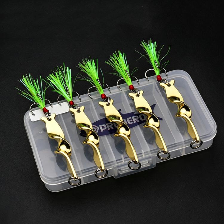 PROBEROS 5pcs /Box Spiral Metal Spinner Fishing Lures Kit 360-Degree High Speed Rotating Spoon Baits, 10G, 14G, 21G, 28G