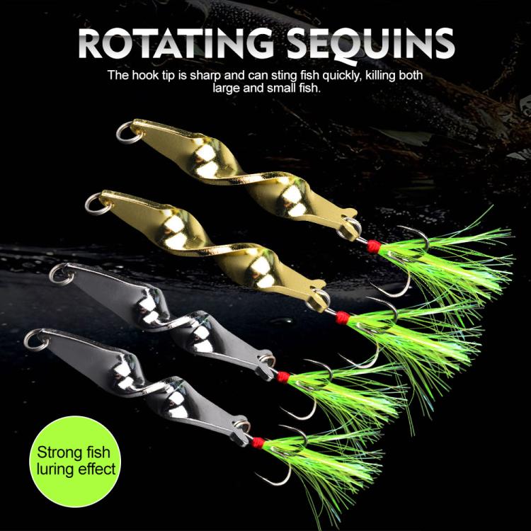 PROBEROS 5pcs /Box Spiral Metal Spinner Fishing Lures Kit 360-Degree High Speed Rotating Spoon Baits, 10G, 14G, 21G, 28G