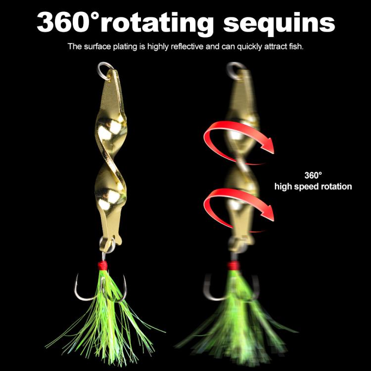 PROBEROS 5pcs /Box Spiral Metal Spinner Fishing Lures Kit 360-Degree High Speed Rotating Spoon Baits, 10G, 14G, 21G, 28G