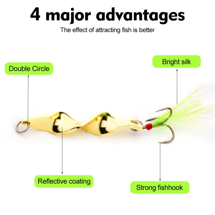 PROBEROS 5pcs /Box Spiral Metal Spinner Fishing Lures Kit 360-Degree High Speed Rotating Spoon Baits, 10G, 14G, 21G, 28G