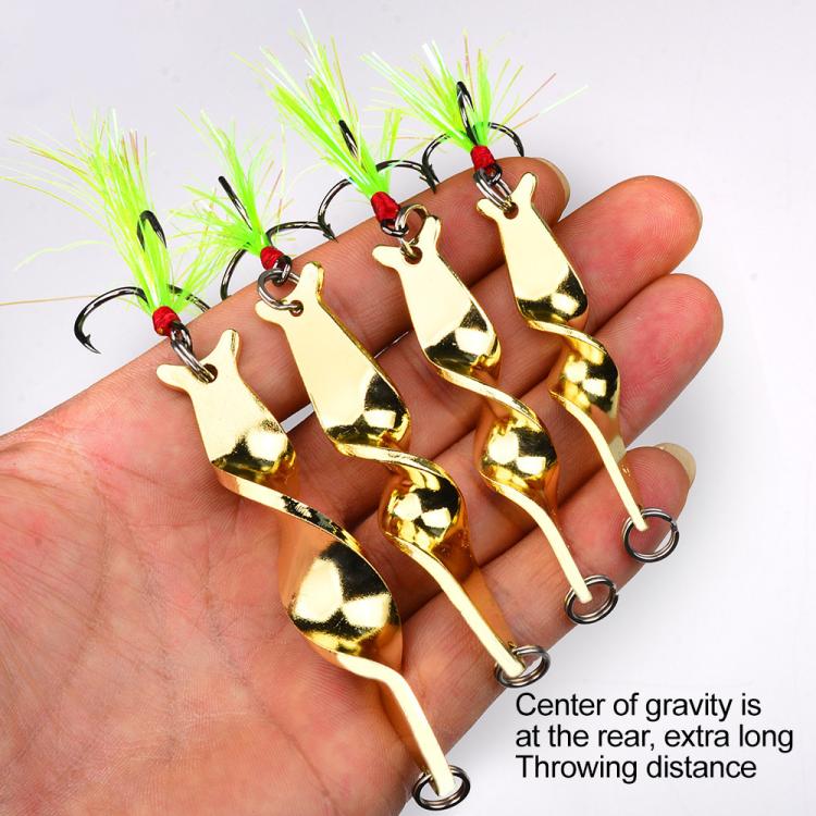 PROBEROS 5pcs /Box Spiral Metal Spinner Fishing Lures Kit 360-Degree High Speed Rotating Spoon Baits, 10G, 14G, 21G, 28G