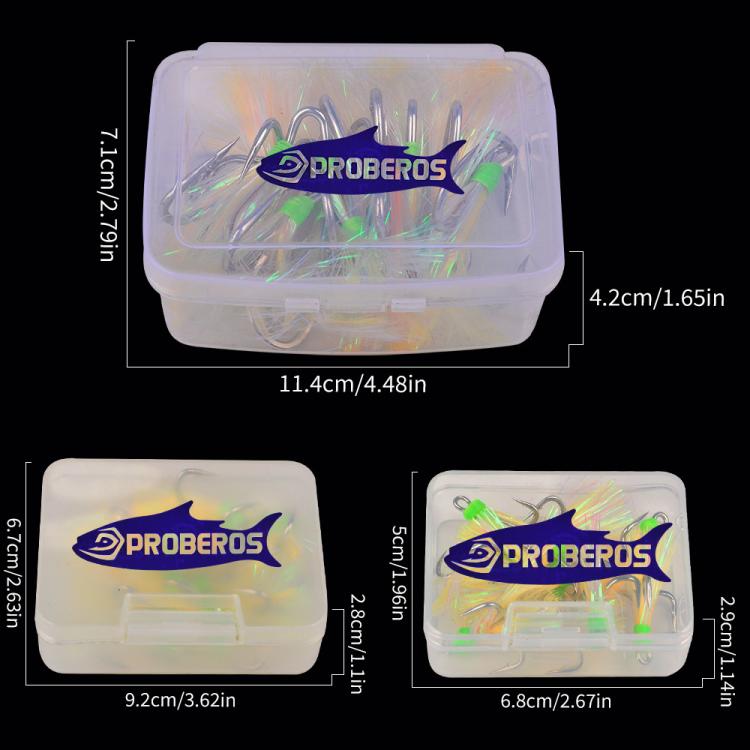 PROBEROS 10pcs /Box Dressed Treble Hooks with Feathers and Flash Ultra-Sharp High Carbon Steel Replacement Hooks, No.4, No. 2, No. 1, No. 1/0, No. 2/0, No. 3/0, No. 4/0, No. 5/0