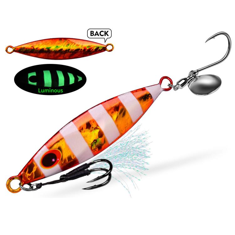 PROBEROS LF179 Metal Jigging Lures with Spinner Blade Glow in the Dark Saltwater Fishing Jigs, 30g, 40g, 60g, 80g, 90g