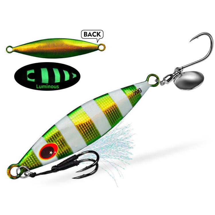 PROBEROS LF179 Metal Jigging Lures with Spinner Blade Glow in the Dark Saltwater Fishing Jigs, 30g, 40g, 60g, 80g, 90g