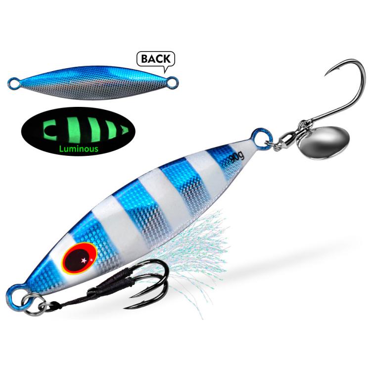 PROBEROS LF179 Metal Jigging Lures with Spinner Blade Glow in the Dark Saltwater Fishing Jigs, 30g, 40g, 60g, 80g, 90g