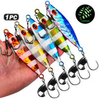 PROBEROS LF179 Metal Jigging Lures with Spinner Blade Glow in the Dark Saltwater Fishing Jigs, 30g, 40g, 60g, 80g, 90g