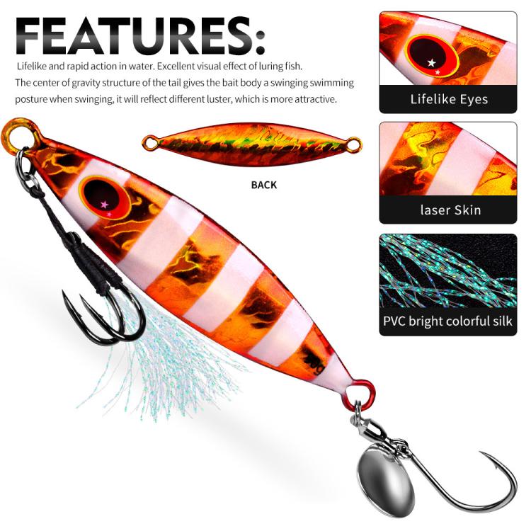 PROBEROS LF179 Metal Jigging Lures with Spinner Blade Glow in the Dark Saltwater Fishing Jigs, 30g, 40g, 60g, 80g, 90g