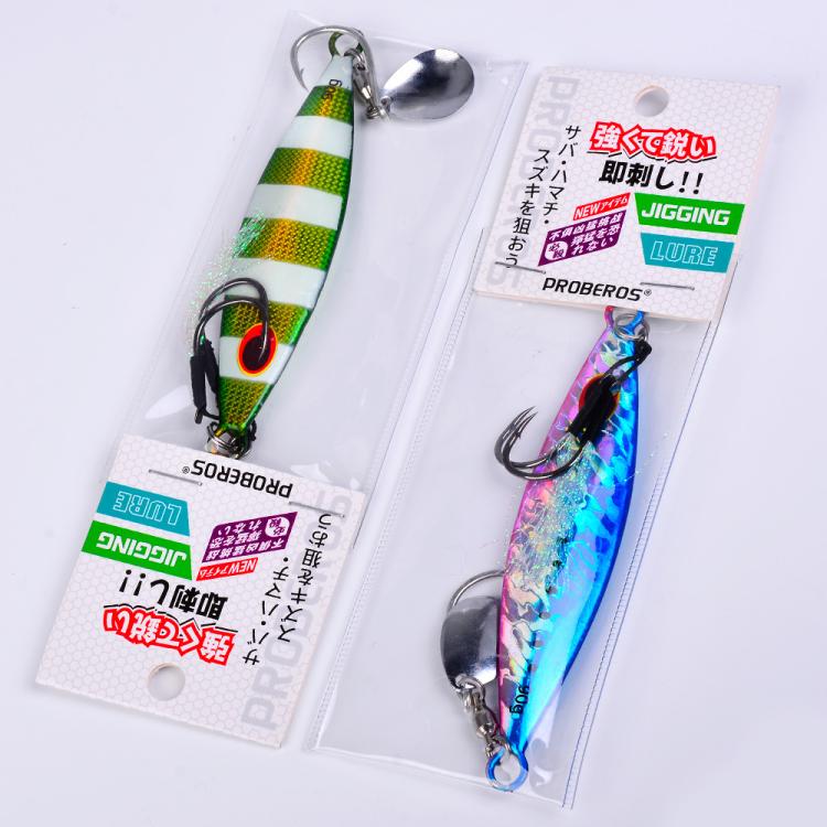 PROBEROS LF179 Metal Jigging Lures with Spinner Blade Glow in the Dark Saltwater Fishing Jigs, 30g, 40g, 60g, 80g, 90g