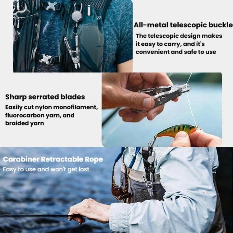 3 In 1 Fishing Line Cutter Knot Hook Tying Tool, Fishing Scissors, Fishing Scissors+Retractable Clip