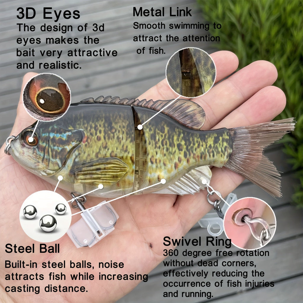 Realistic Hard Fishing Lure 14.5cm Transparent Green Blue Body Large Eyes Sharp Hooks Natural Pattern for Bass Pike Trout Beginners Professional Anglers