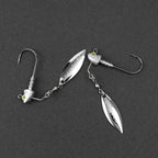 Underspin Jig Heads 6-Pack with 100% Brass Blade – Never Rust Rotating Spinner Jig for Bass & Saltwater Fishing – 3/16oz, 1/4oz, 3/8oz, 1/2oz – Flash & Vibration Swimbait Head